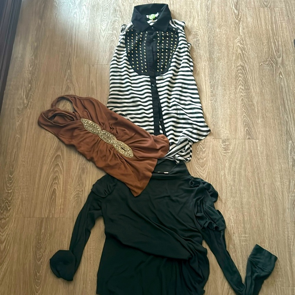 One tank top, one turtleneck, and one shirt